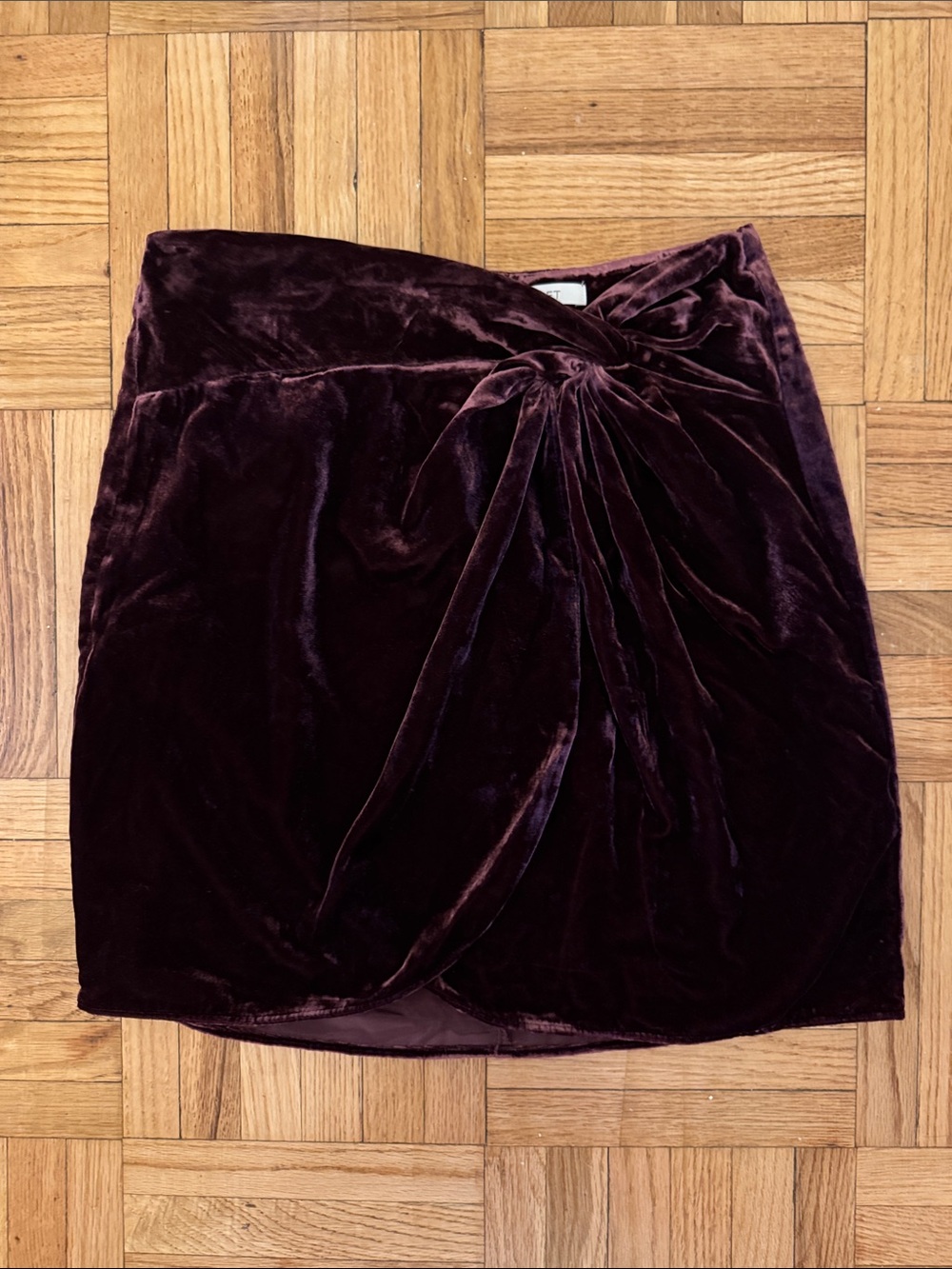LOFT Velvet Twist-Front Mini Skirt in Plum